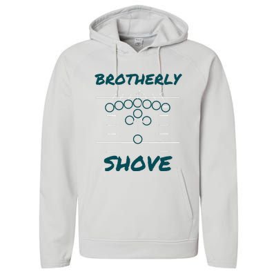 Brotherly Shove Funny Football Performance Fleece Hoodie