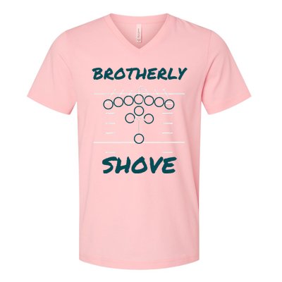 Brotherly Shove Funny Football V-Neck T-Shirt