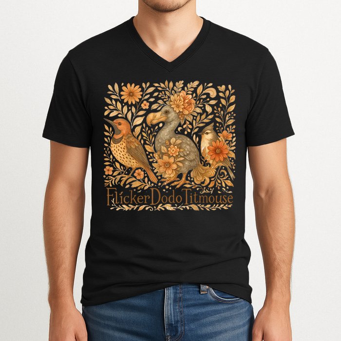 Bird Subtle Flicker Dodo Titmouse  V-Neck T-Shirt