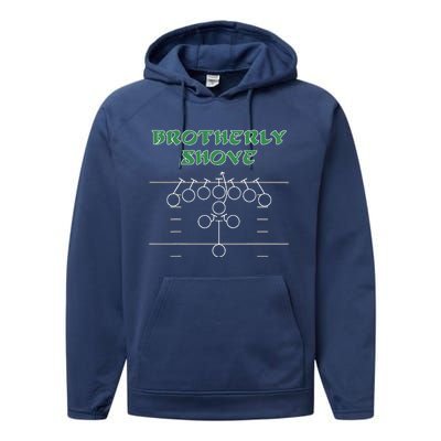 Brotherly Shove Football Mom Funny Football Fan Vintage  Performance Fleece Hoodie