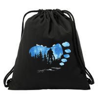 Bigfoot Sasquatch Full Moon In The Forest Drawstring Bag