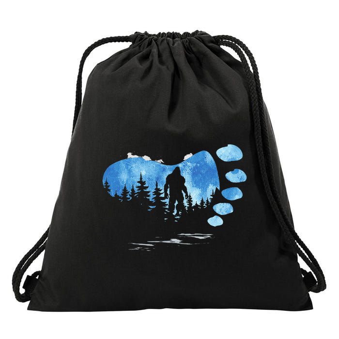 Bigfoot Sasquatch Full Moon In The Forest Drawstring Bag