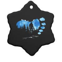 Bigfoot Sasquatch Full Moon In The Forest Ceramic Star Ornament