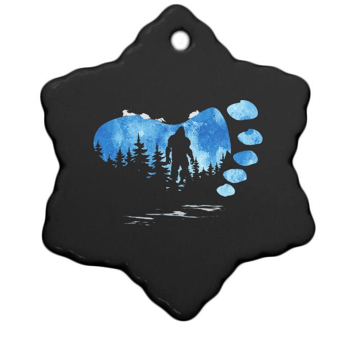 Bigfoot Sasquatch Full Moon In The Forest Ceramic Star Ornament