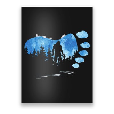 Bigfoot Sasquatch Full Moon In The Forest Poster