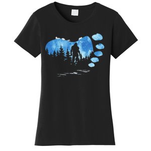 Bigfoot Sasquatch Full Moon In The Forest Women's T-Shirt