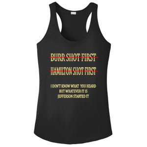 Burr Shot First Hamilton Shot First Funny Ladies PosiCharge Competitor Racerback Tank