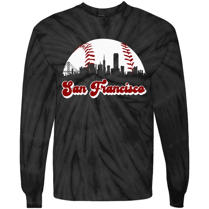 Baseball San Francisco Vintage Giant Ball National Pastime Tie-Dye Long Sleeve Shirt