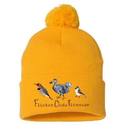 Bird Subtle Flicker Dodo Titmouse Pom Pom 12in Knit Beanie