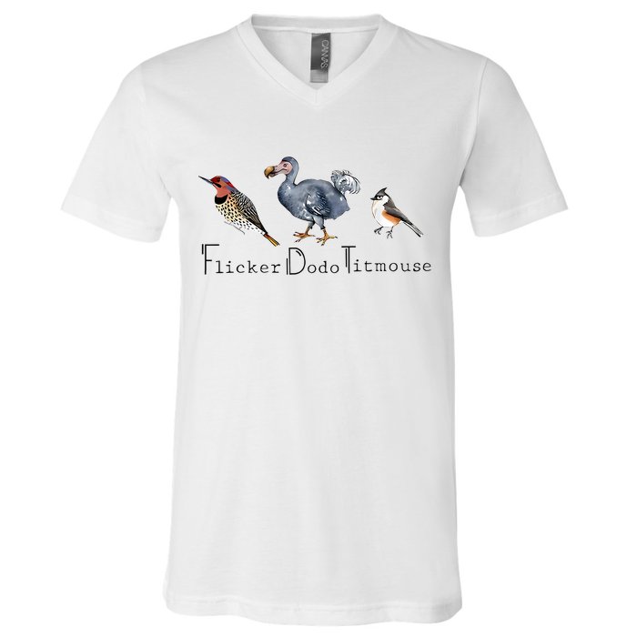 Bird Subtle Flicker Dodo Titmouse V-Neck T-Shirt