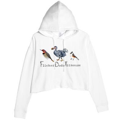 Bird Subtle Flicker Dodo Titmouse Crop Fleece Hoodie