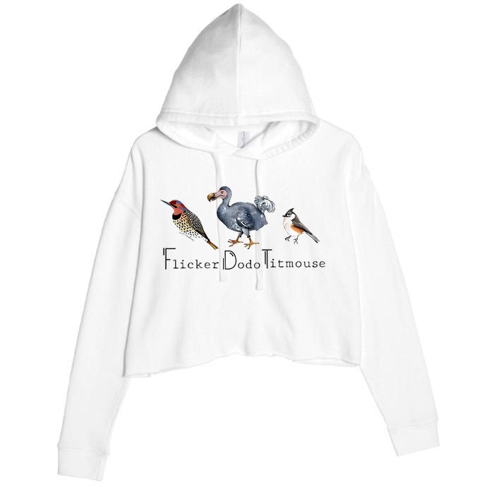Bird Subtle Flicker Dodo Titmouse Crop Fleece Hoodie