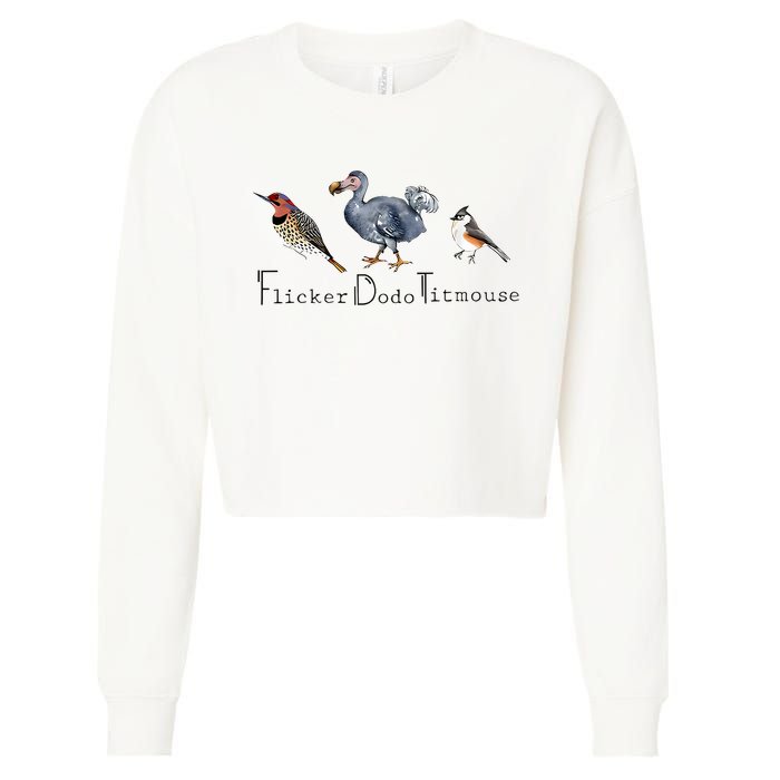 Bird Subtle Flicker Dodo Titmouse Cropped Pullover Crew