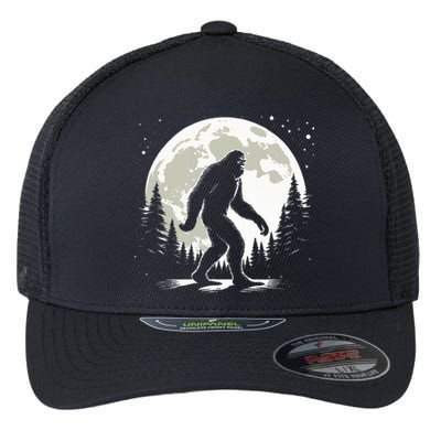 Bigfoot Sasquatch Full Moon Forest Graphic Funny Big Foot Flexfit Unipanel Trucker Cap