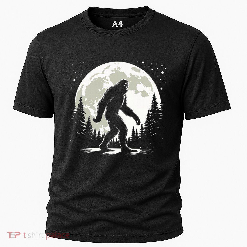 Bigfoot Sasquatch Full Moon Forest Graphic Funny Big Foot Cooling Performance Crew T-Shirt