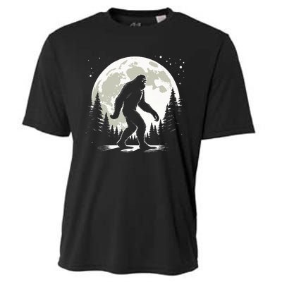 Bigfoot Sasquatch Full Moon Forest Graphic Funny Big Foot Cooling Performance Crew T-Shirt