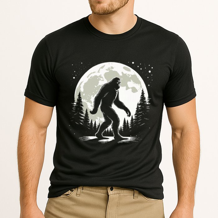 Bigfoot Sasquatch Full Moon Forest Graphic Funny Big Foot Cooling Performance Crew T-Shirt