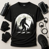 Bigfoot Sasquatch Full Moon Forest Graphic Funny Big Foot Cooling Performance Crew T-Shirt