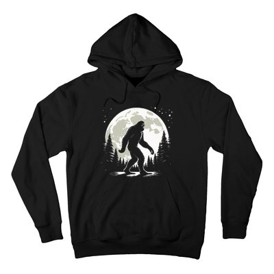 Bigfoot Sasquatch Full Moon Forest Graphic Funny Big Foot Hoodie