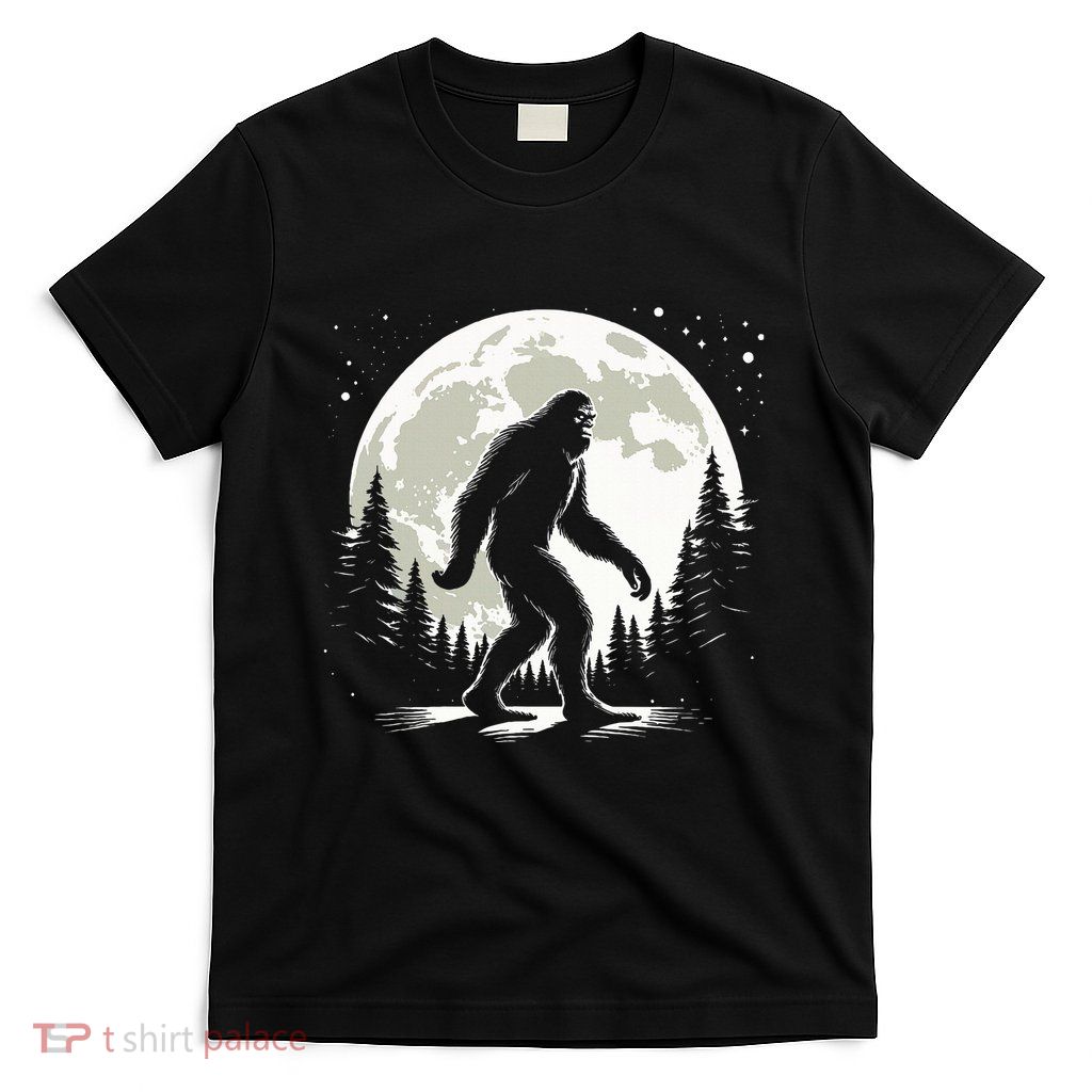 Bigfoot Sasquatch Full Moon Forest Graphic Funny Big Foot T-Shirt