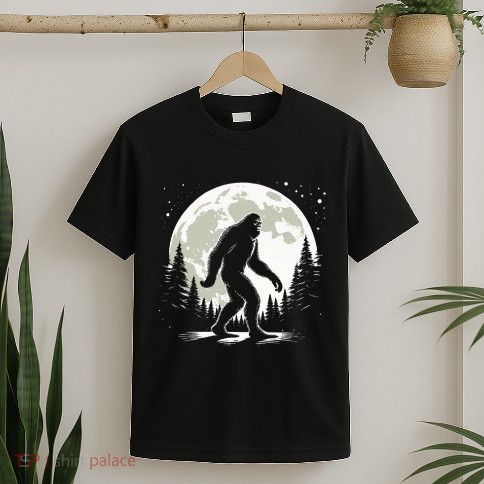 Bigfoot Sasquatch Full Moon Forest Graphic Funny Big Foot T-Shirt
