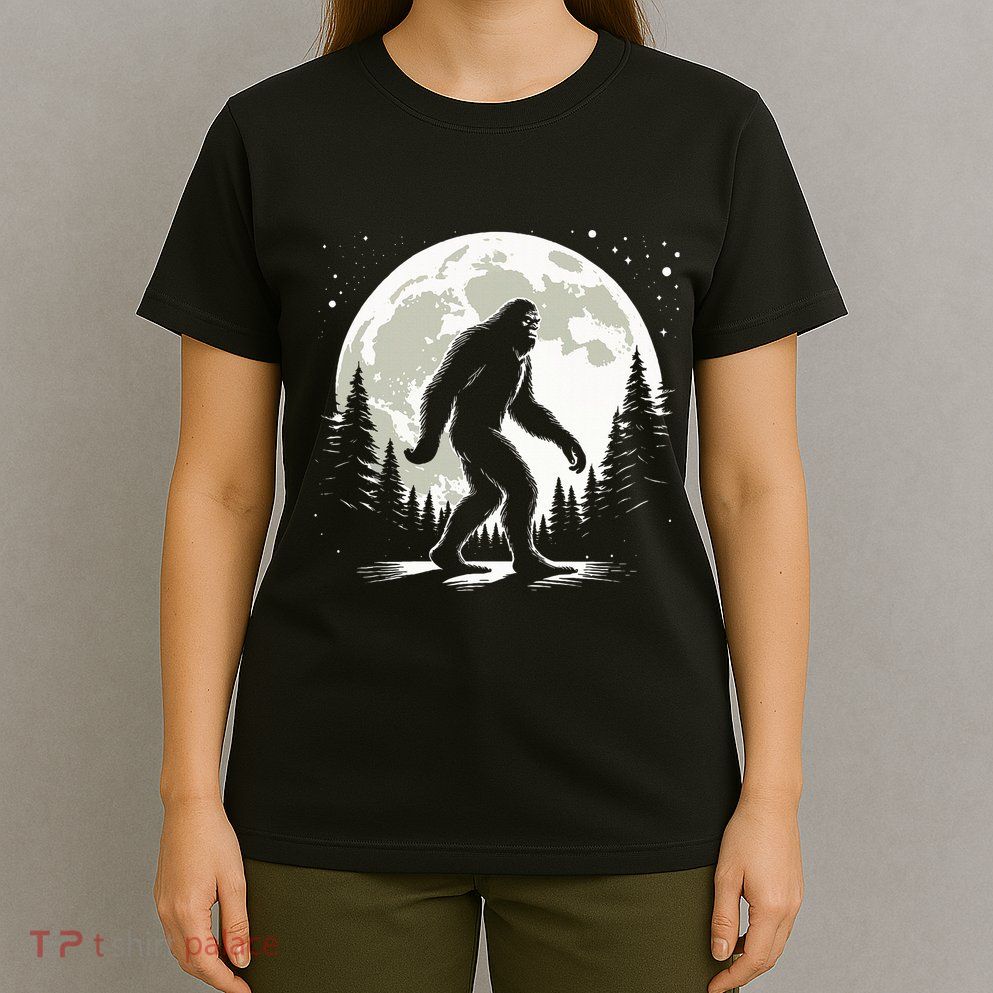 Bigfoot Sasquatch Full Moon Forest Graphic Funny Big Foot T-Shirt