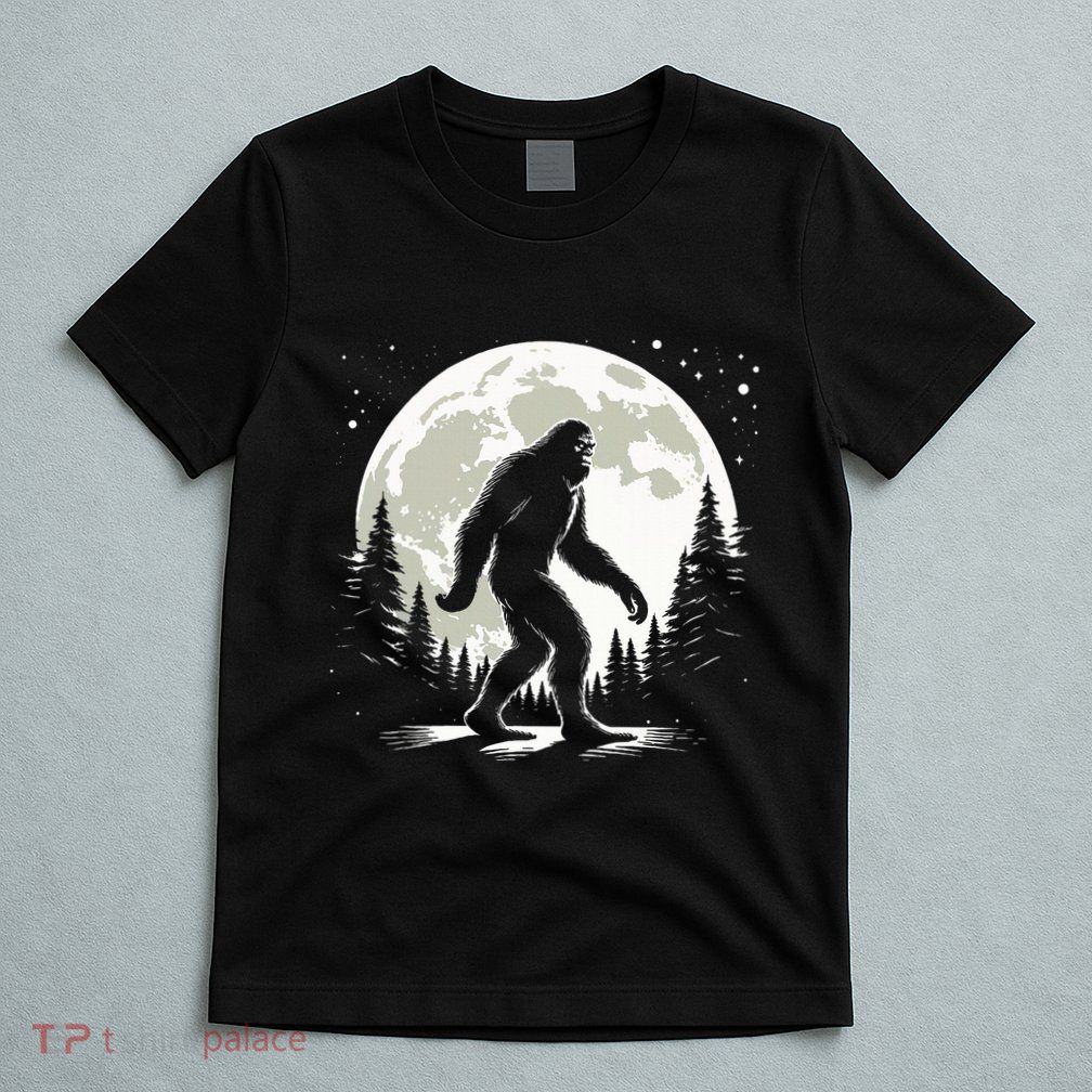 Bigfoot Sasquatch Full Moon Forest Graphic Funny Big Foot T-Shirt