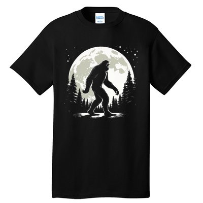 Bigfoot Sasquatch Full Moon Forest Graphic Funny Big Foot Tall T-Shirt