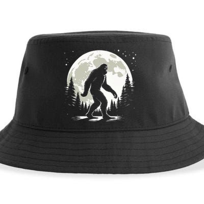 Bigfoot Sasquatch Full Moon Forest Graphic Funny Big Foot Sustainable Bucket Hat