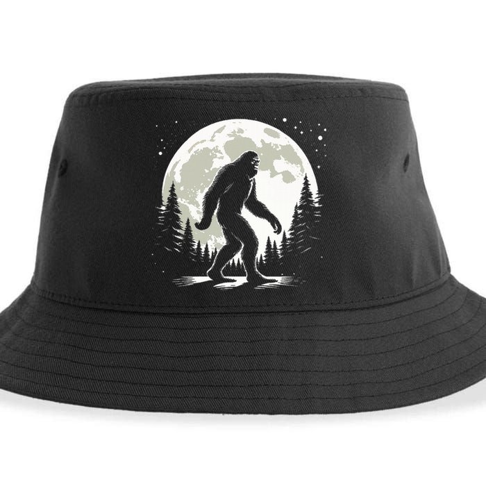 Bigfoot Sasquatch Full Moon Forest Graphic Funny Big Foot Sustainable Bucket Hat