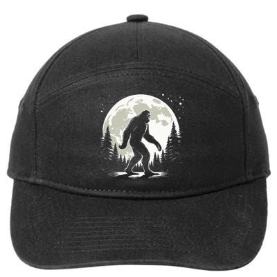 Bigfoot Sasquatch Full Moon Forest Graphic Funny Big Foot 7-Panel Snapback Hat