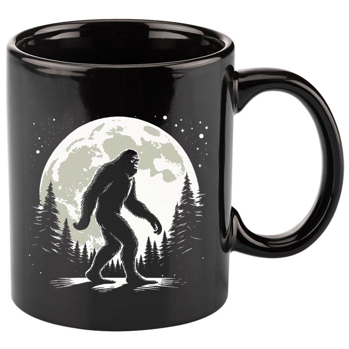 Bigfoot Sasquatch Full Moon Forest Graphic Funny Big Foot 11oz C Handle Ceramic Mug