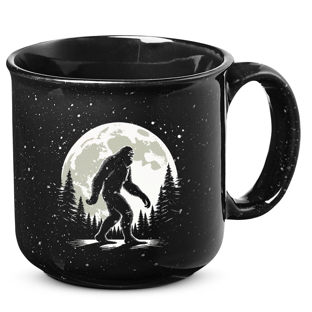 Bigfoot Sasquatch Full Moon Forest Graphic Funny Big Foot 15oz Campfire Ceramic Mug