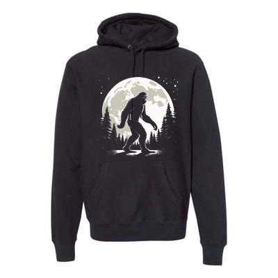 Bigfoot Sasquatch Full Moon Forest Graphic Funny Big Foot Premium Hoodie