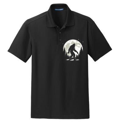 Bigfoot Sasquatch Full Moon Forest Graphic Funny Big Foot Dry Zone Grid Polo