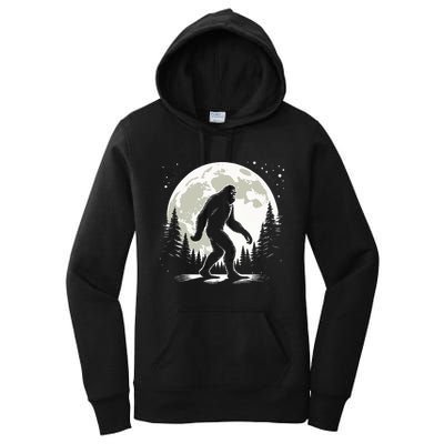 Bigfoot Sasquatch Full Moon Forest Graphic Funny Big Foot Women's Pullover Hoodie