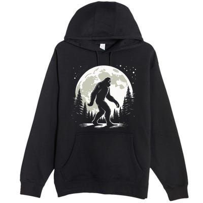 Bigfoot Sasquatch Full Moon Forest Graphic Funny Big Foot Premium Pullover Hoodie