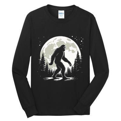 Bigfoot Sasquatch Full Moon Forest Graphic Funny Big Foot Tall Long Sleeve T-Shirt