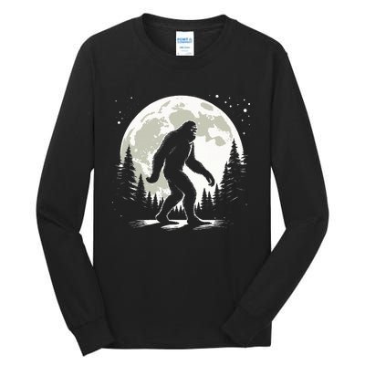 Bigfoot Sasquatch Full Moon Forest Graphic Funny Big Foot Tall Long Sleeve T-Shirt