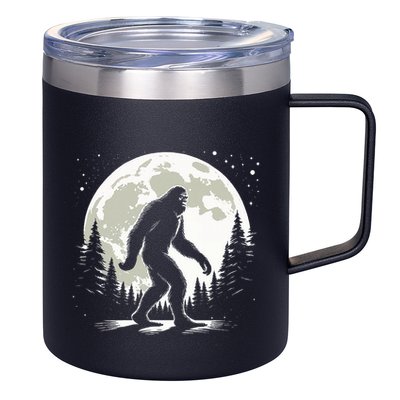 Bigfoot Sasquatch Full Moon Forest Graphic Funny Big Foot 12oz Stainless Steel Coffee Mug
