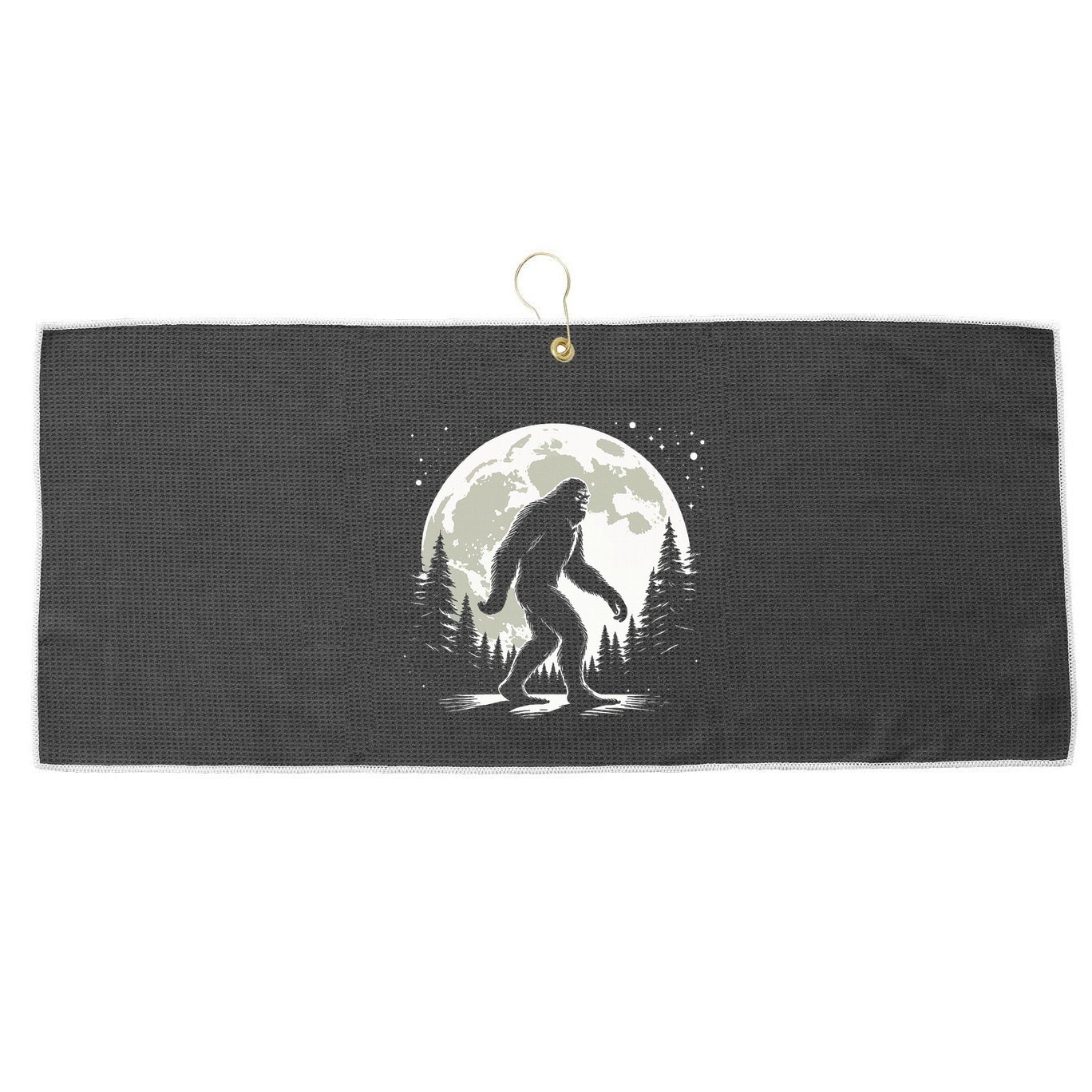 Bigfoot Sasquatch Full Moon Forest Graphic Funny Big Foot Large Microfiber Waffle Golf Towel