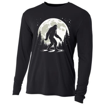 Bigfoot Sasquatch Full Moon Forest Graphic Funny Big Foot Cooling Performance Long Sleeve Crew