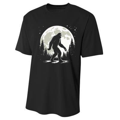 Bigfoot Sasquatch Full Moon Forest Graphic Funny Big Foot Performance Sprint T-Shirt