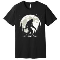 Bigfoot Sasquatch Full Moon Forest Graphic Funny Big Foot Premium T-Shirt