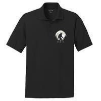 Bigfoot Sasquatch Full Moon Forest Graphic Funny Big Foot PosiCharge RacerMesh Polo