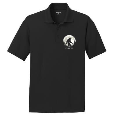 Bigfoot Sasquatch Full Moon Forest Graphic Funny Big Foot PosiCharge RacerMesh Polo