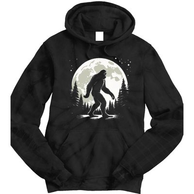 Bigfoot Sasquatch Full Moon Forest Graphic Funny Big Foot Tie Dye Hoodie