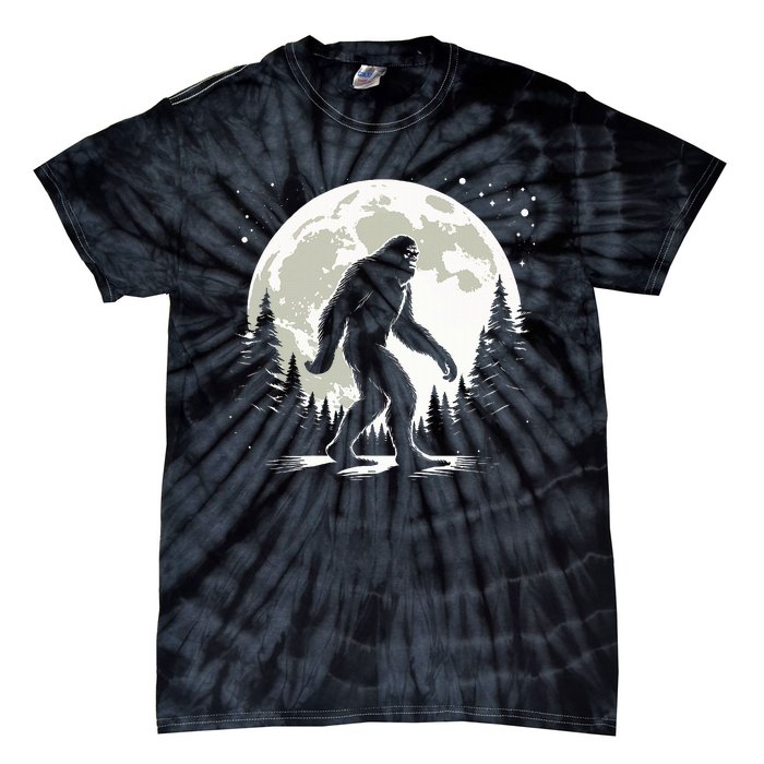 Bigfoot Sasquatch Full Moon Forest Graphic Funny Big Foot Tie-Dye T-Shirt