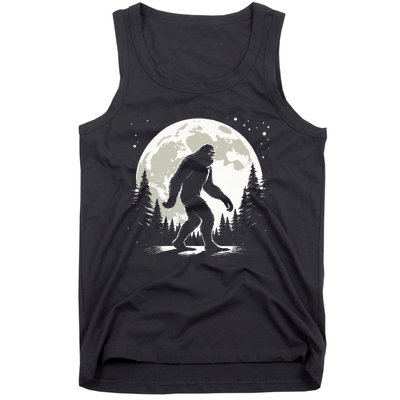 Bigfoot Sasquatch Full Moon Forest Graphic Funny Big Foot Tank Top