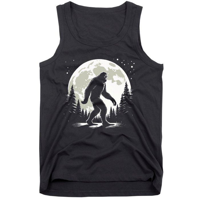 Bigfoot Sasquatch Full Moon Forest Graphic Funny Big Foot Tank Top